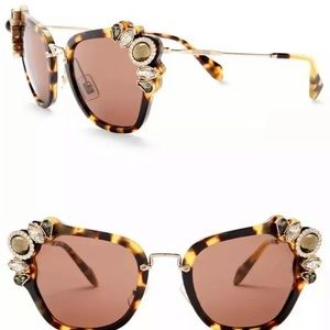 MIU MIU Jeweled with Stones Square Sunglasses